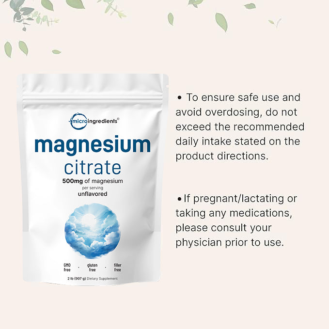 Micro Ingredients Magnesium Citrate Powder, 2 Pounds