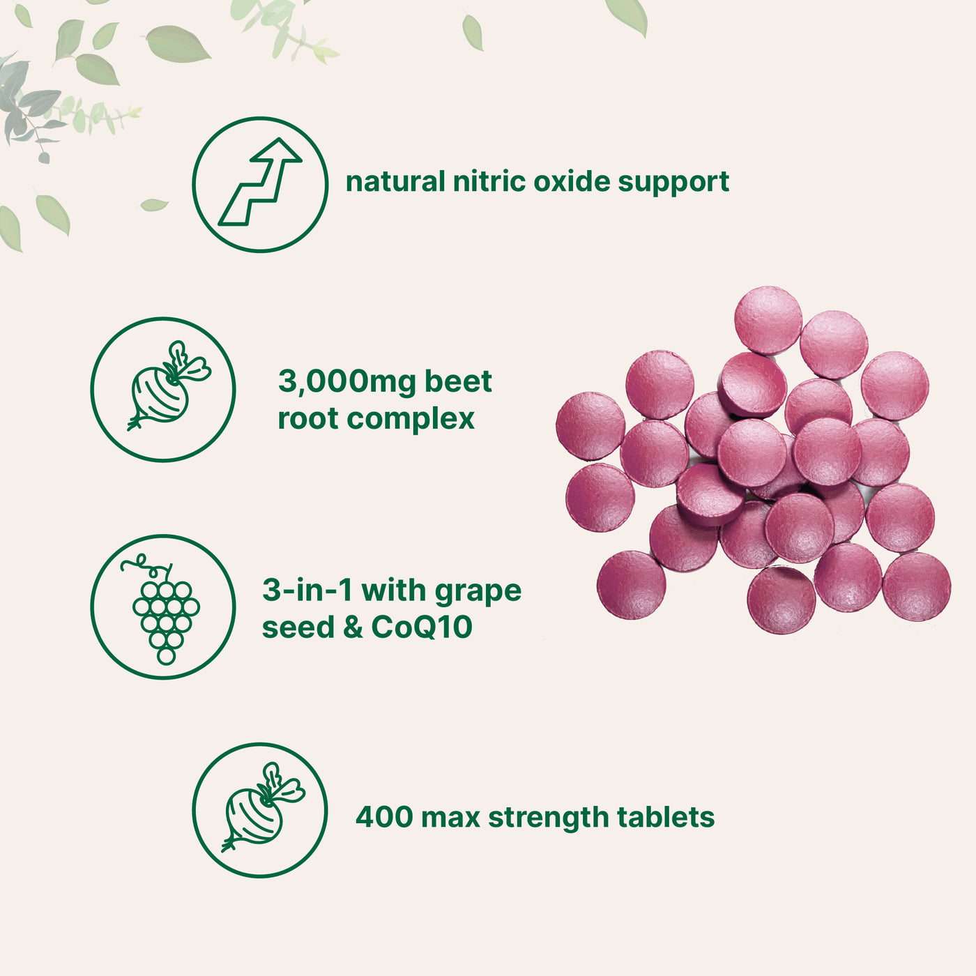 Micro Ingredients Beet Root 3,000mg with Grape Seed Extract & CoQ10, 400 Tablets