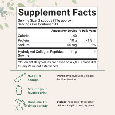 Micro Ingredients Bovine Collagen Protein Powder, 41 Servings