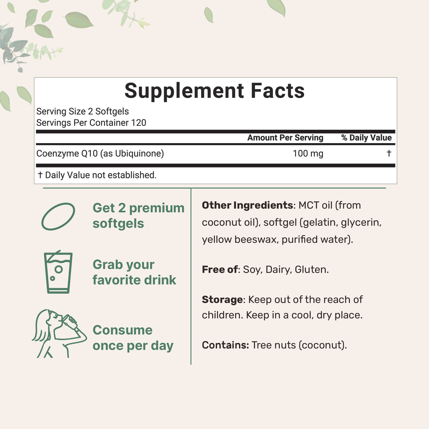 CoQ10 100mg Per Serving | 240 Softgels made with Coconut MCT Oil