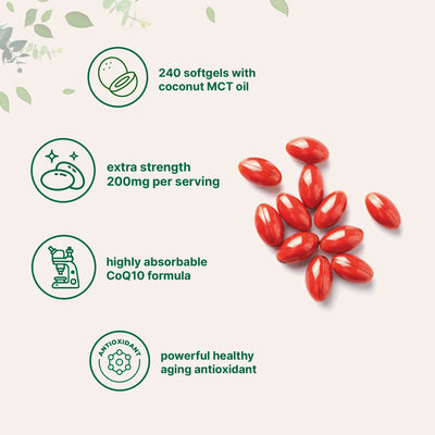 Micro Ingredients CoQ10 100mg/200mg Per Serving | 240 Softgels made with Coconut MCT Oil