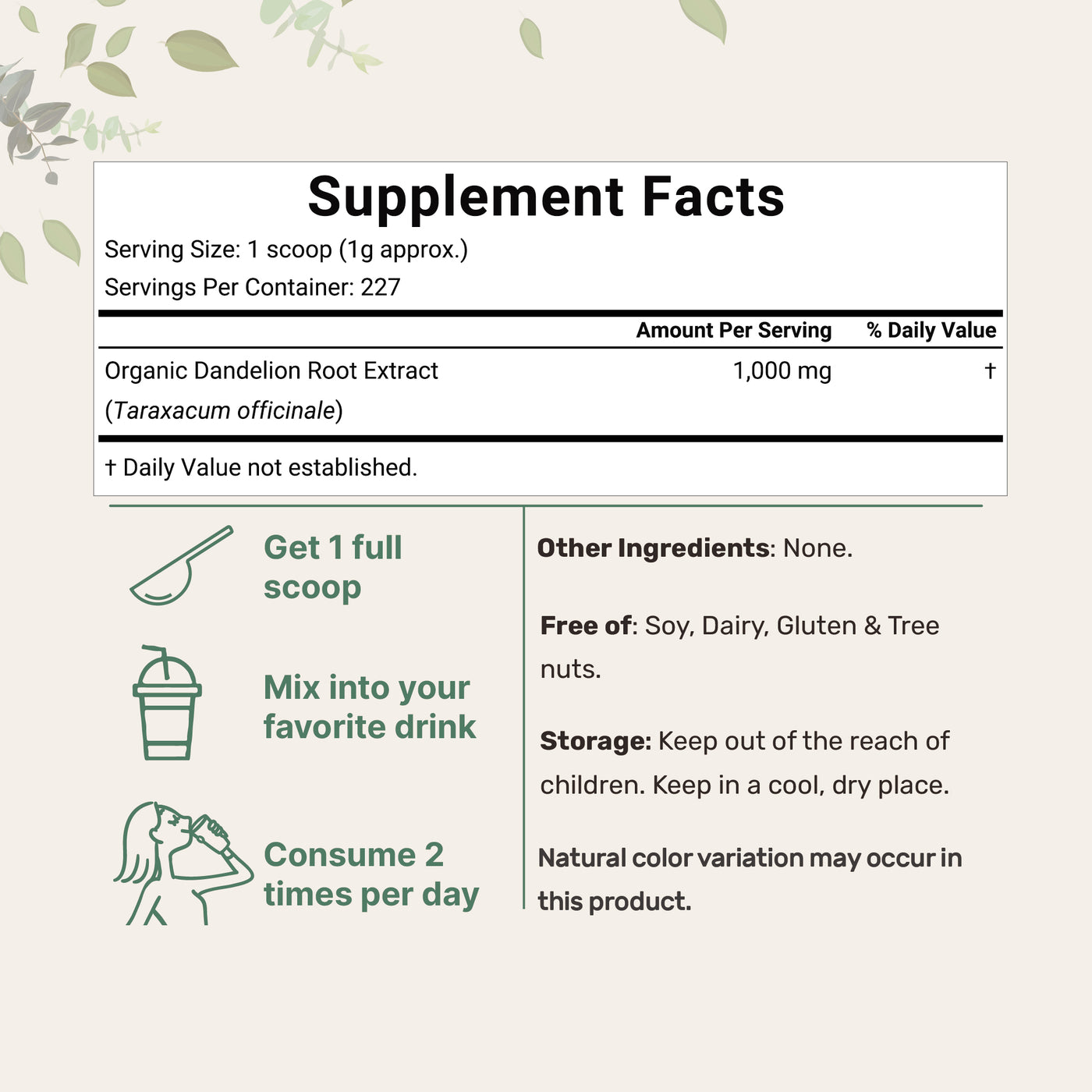 Micro Ingredients Organic Dandelion Root Powder