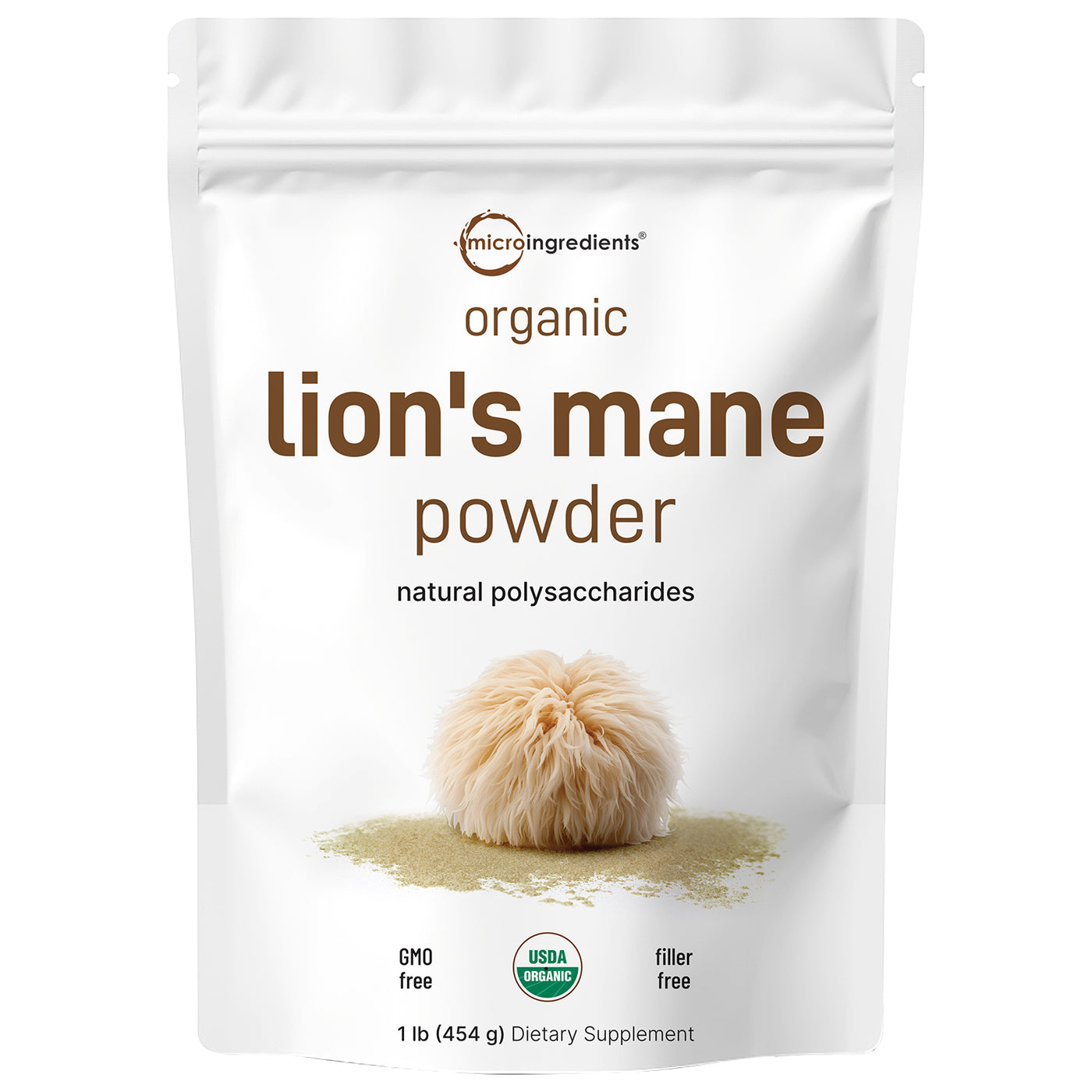 Micro Ingredients Organic Lions Mane Mushroom Supplement Powder 1lb