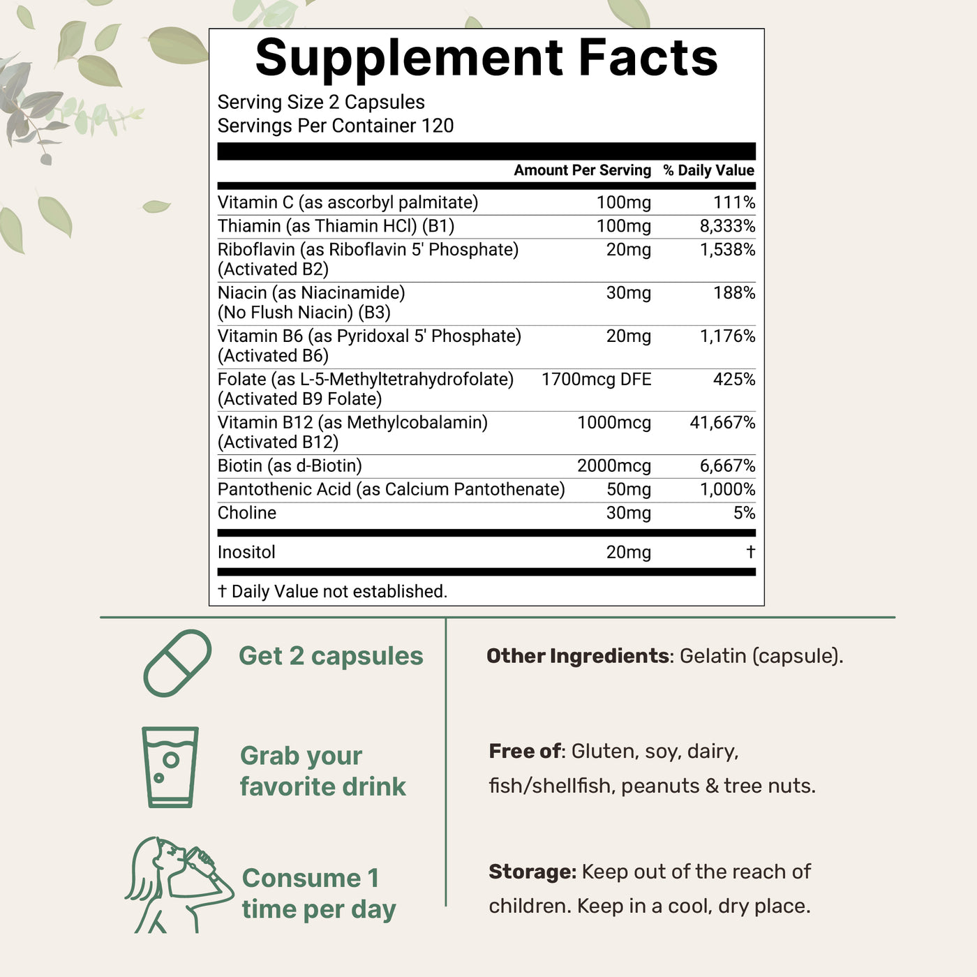 Micro Ingredients Methylated B Complex, 240 Pure Capsules