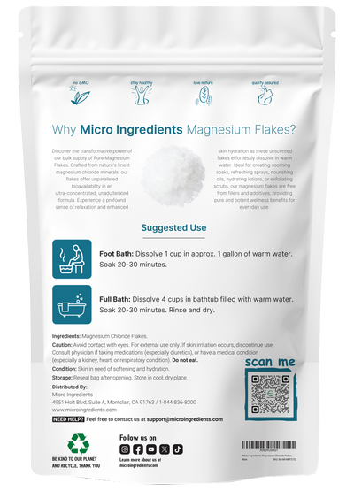 Micro Ingredients Pure Magnesium Bath Flakes 6lb