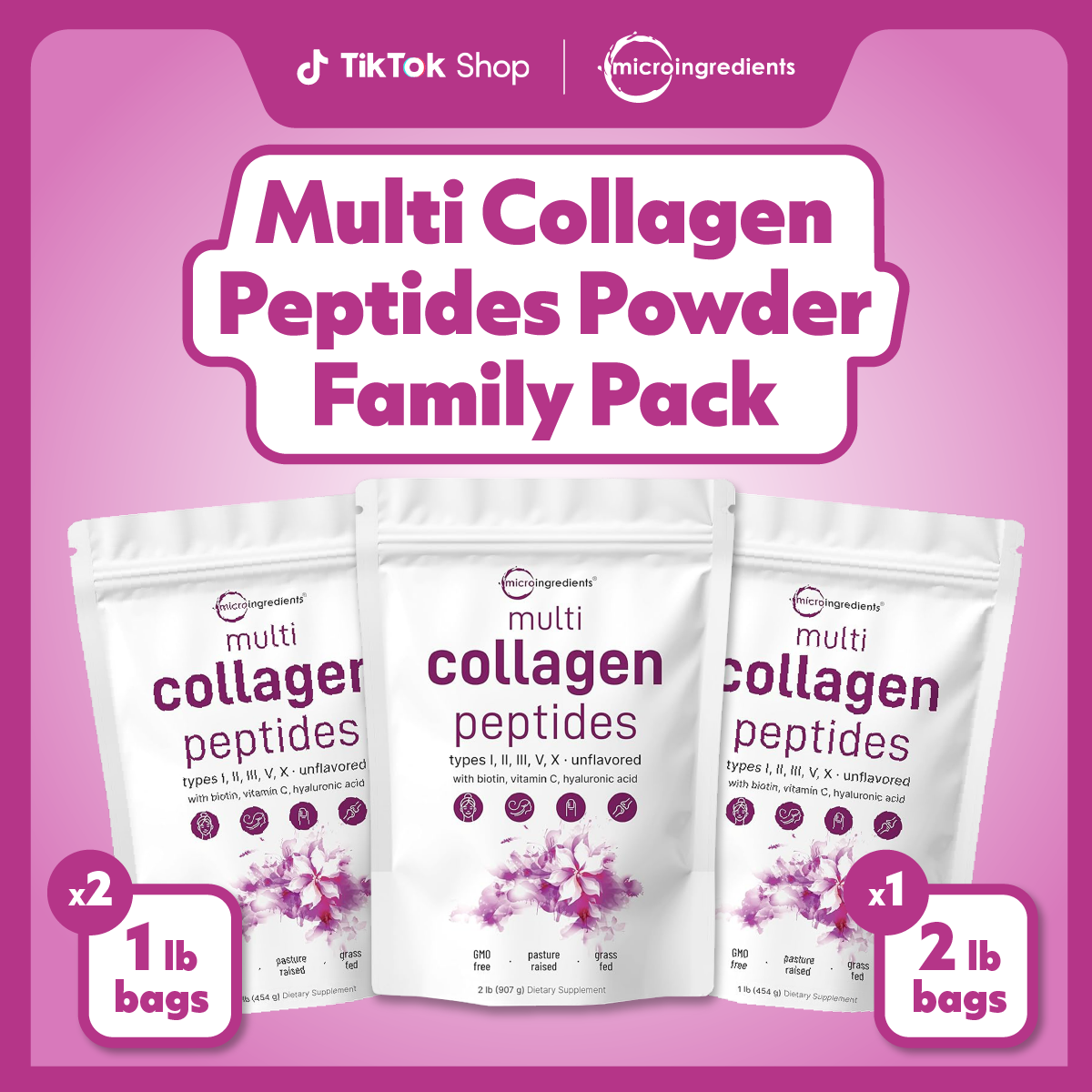 Multi Collagen Peptides Powder Family Pack