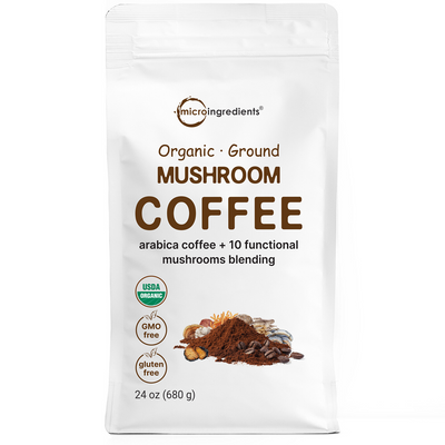 Micro Ingredients Organic 10 in 1 Ground Mushroom Coffee Powder, 24oz