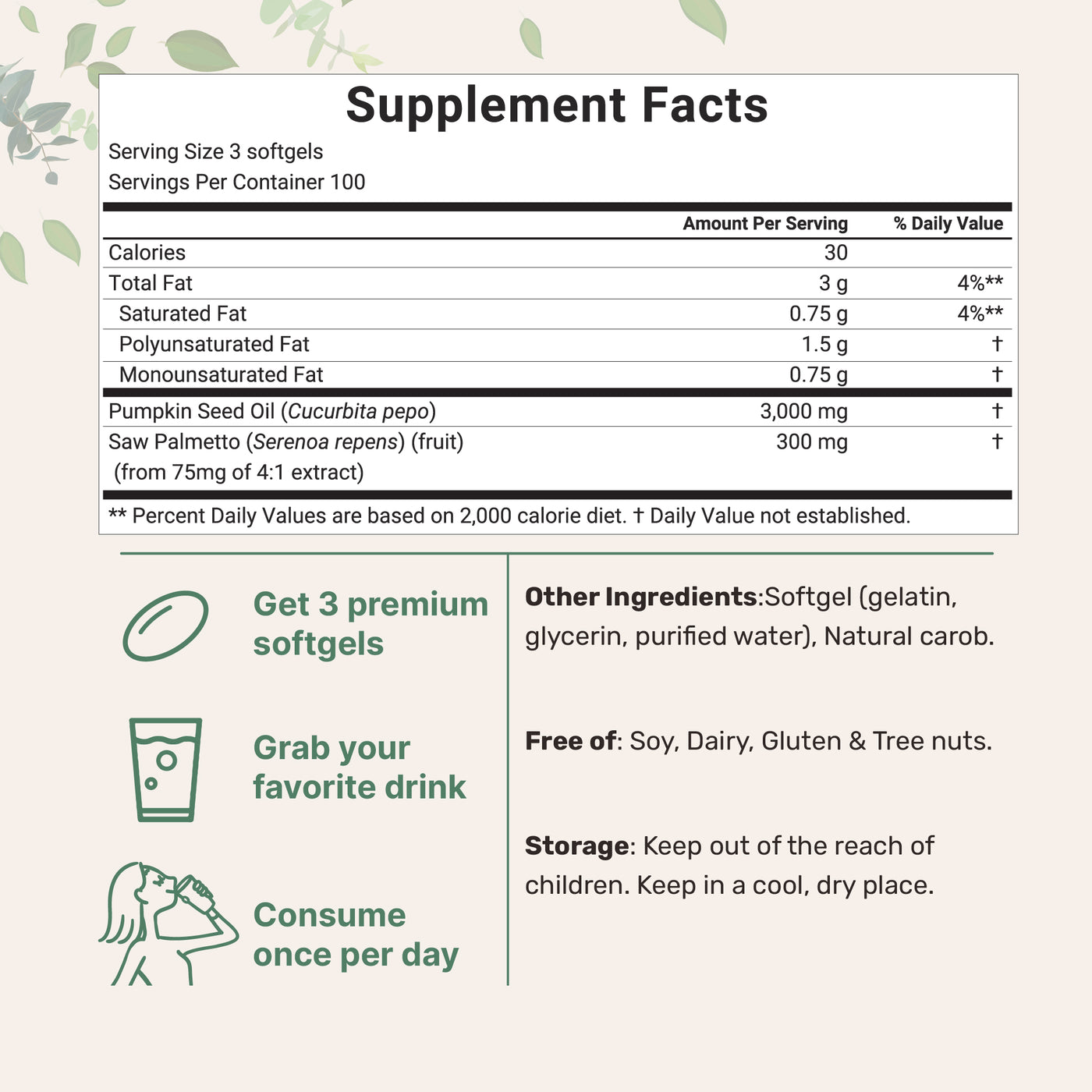 Micro Ingredients Pumpkin Seed Oil with Saw Palmetto Softgels