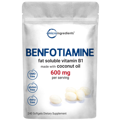 Micro Ingredients Vitamin B1 Benfotiamine, 240 Coconut Oil Softgels