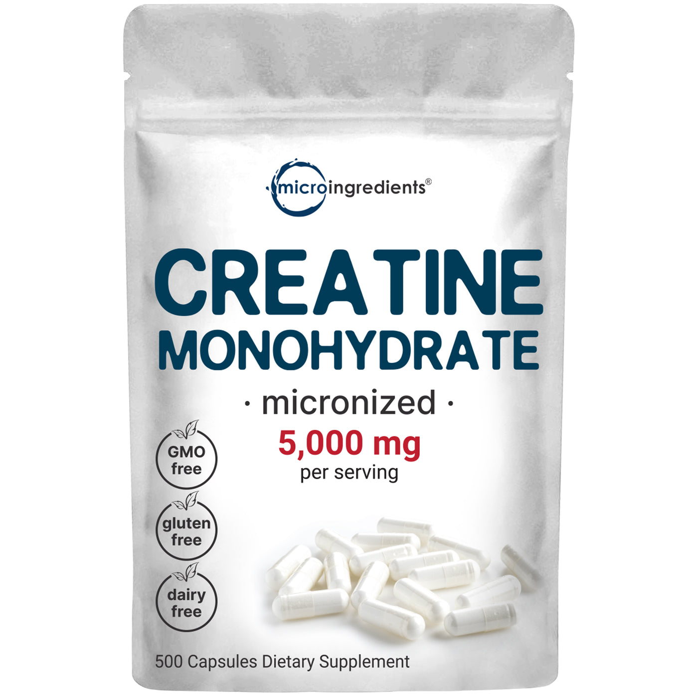 Micro Ingredients Creatine Monohydrate Capsules, 500 counts