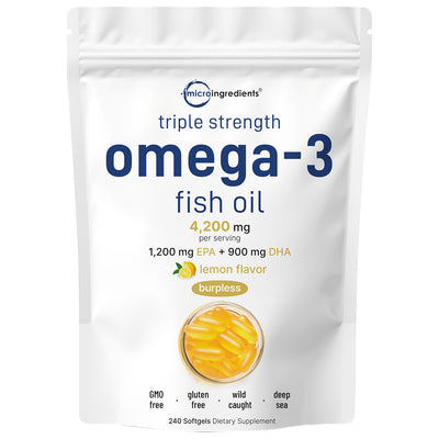 Micro Ingredients Triple Strength Omega 3 Fish Oil Supplements 4200mg Per Serving