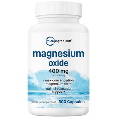 Micro Ingredients Magnesium Oxide 400mg, 500 Capsules