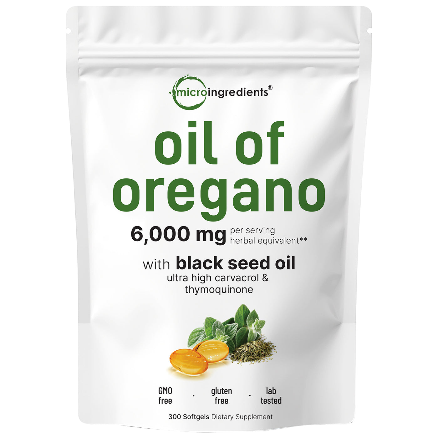 Micro Ingredients Oregano Oil with Black Seed Oil, 300 softgels