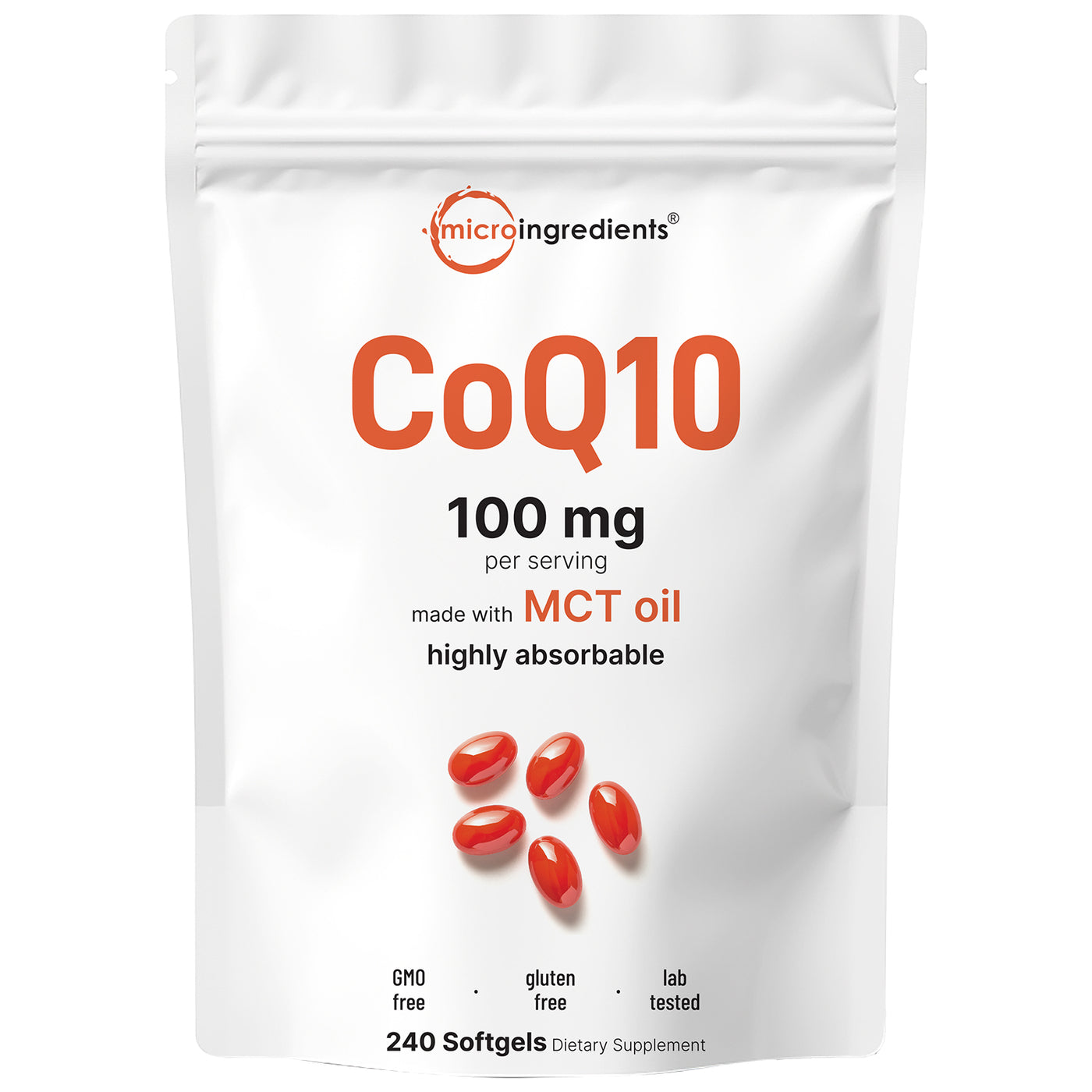 CoQ10 100mg Per Serving | 240 Softgels made with Coconut MCT Oil