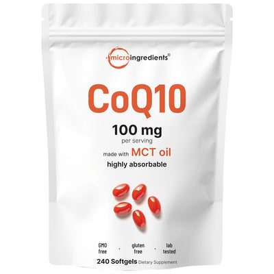 CoQ10 100mg Per Serving | 240 Softgels made with Coconut MCT Oil