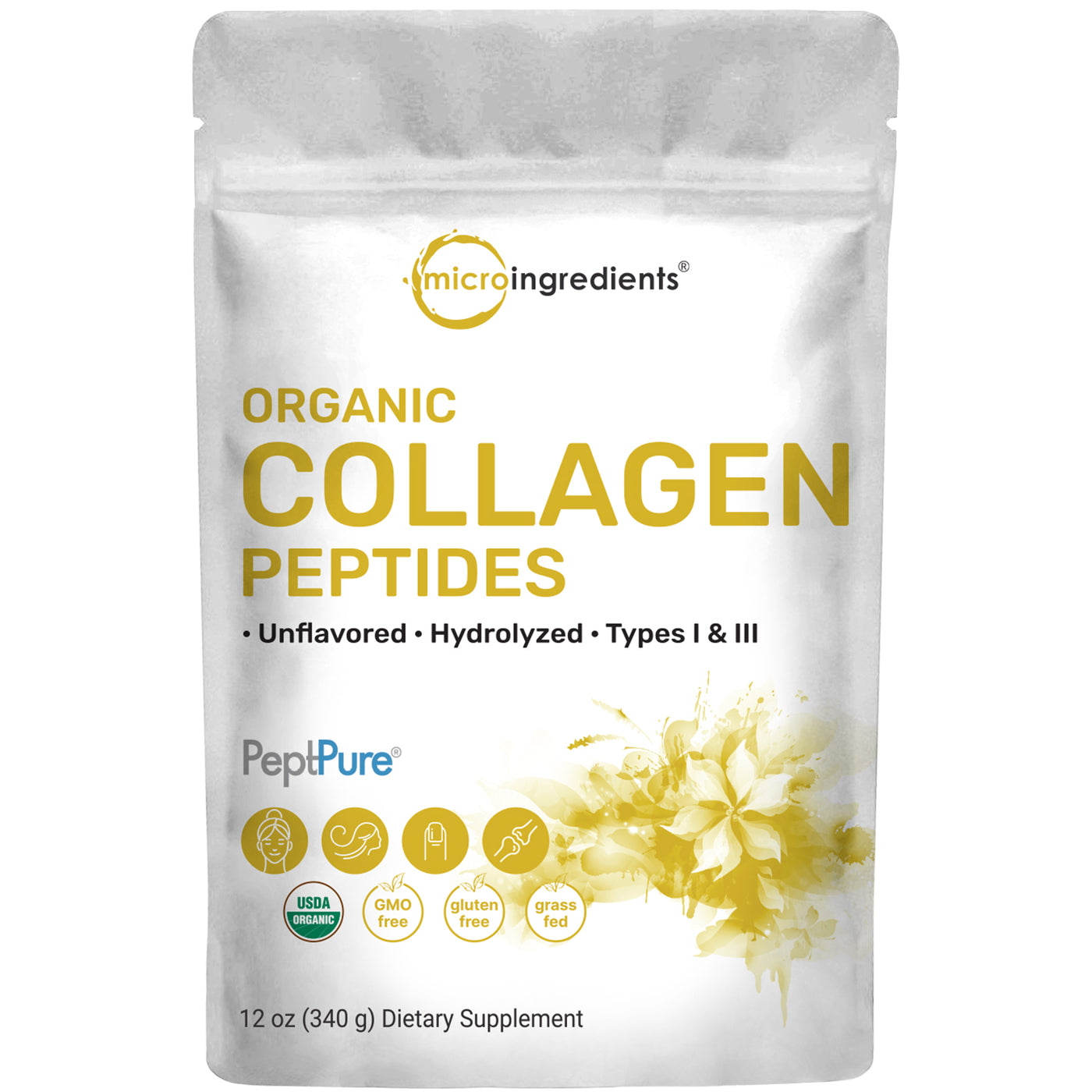 Micro Ingredients Organic Collagen Peptides Powder, 12oz